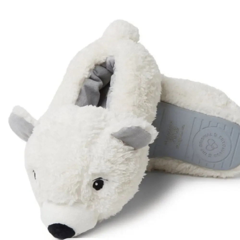 NWT Dearfoams Polar Bear Slippers Size 4-5 Hard Soles Christmas Plush 3D Animal